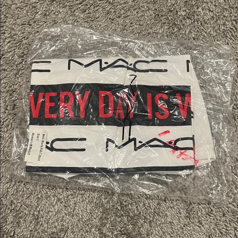 MAC Cosmetics White and Black Top with Red Accents